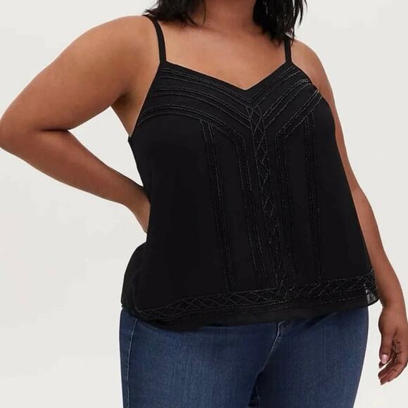Torrid Black Beaded Chiffon Top Size 1x - Picture 1 of 6
